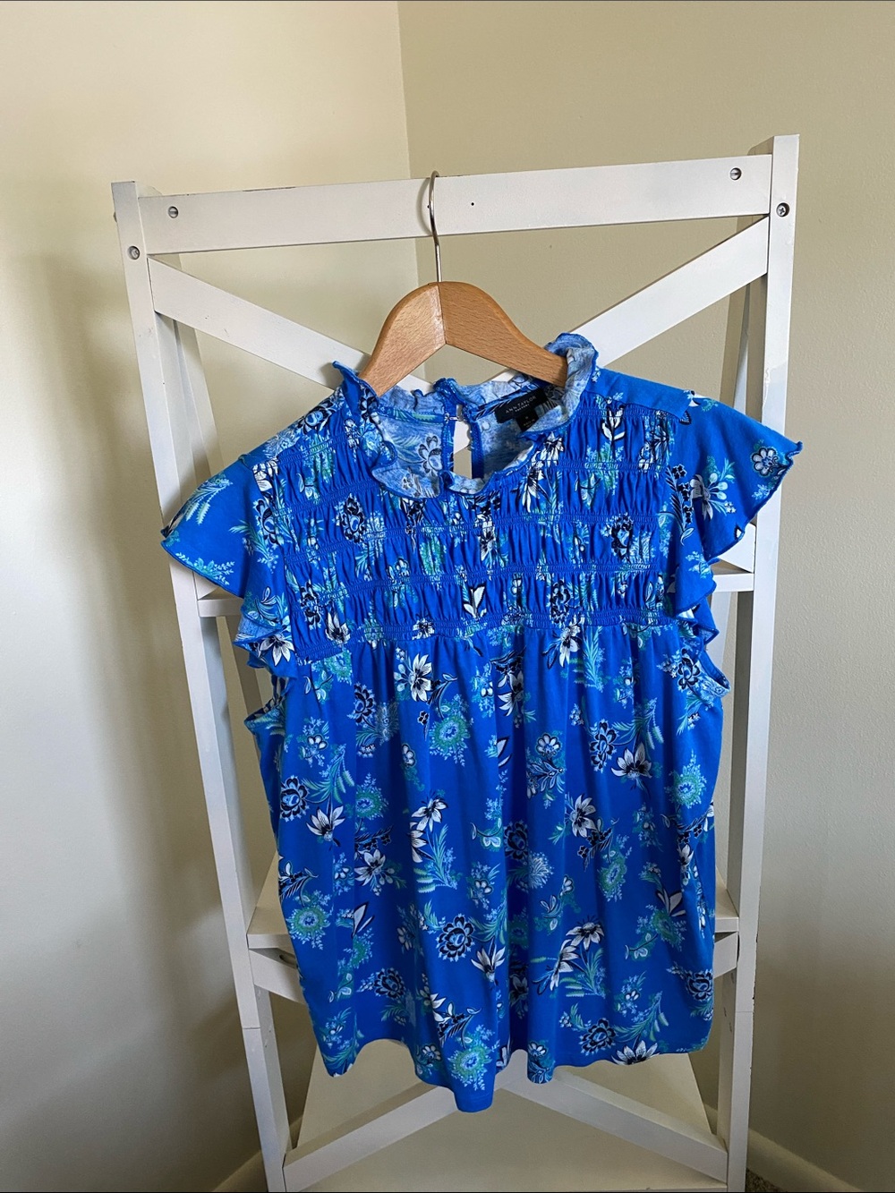 Ann Taylor Factory Blue Floral Top
